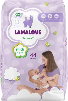 Изображение товара Подгузники детские Lamalove Midi 4-9кг 44шт