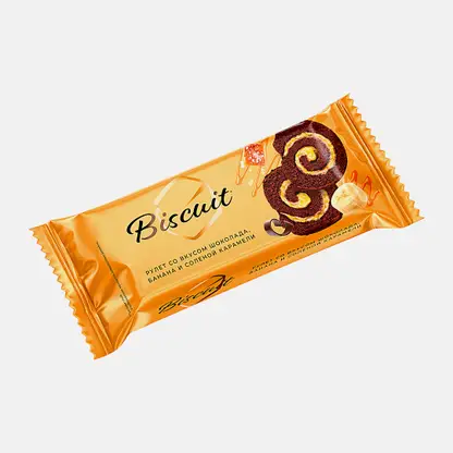 Бисквитный рулет со вкусом шоколада банана и соленой карамели Biscuit 200г