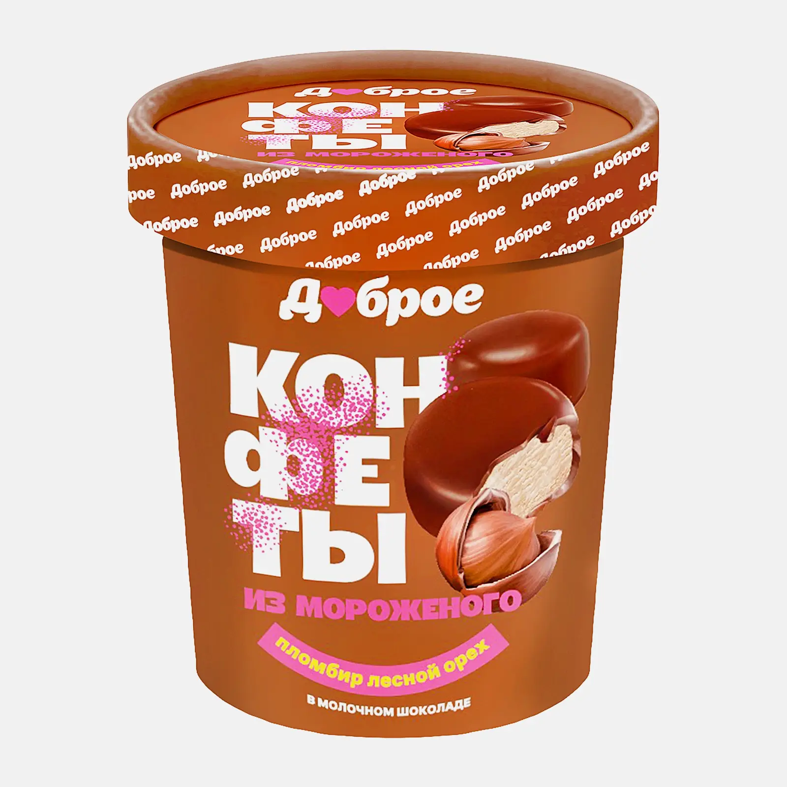 Мороженое Доброе Конфеты Лесной орех в молочном шоколаде 120г Мороженое Доброе Конфеты Лесной орех в молочном шоколаде 120г
