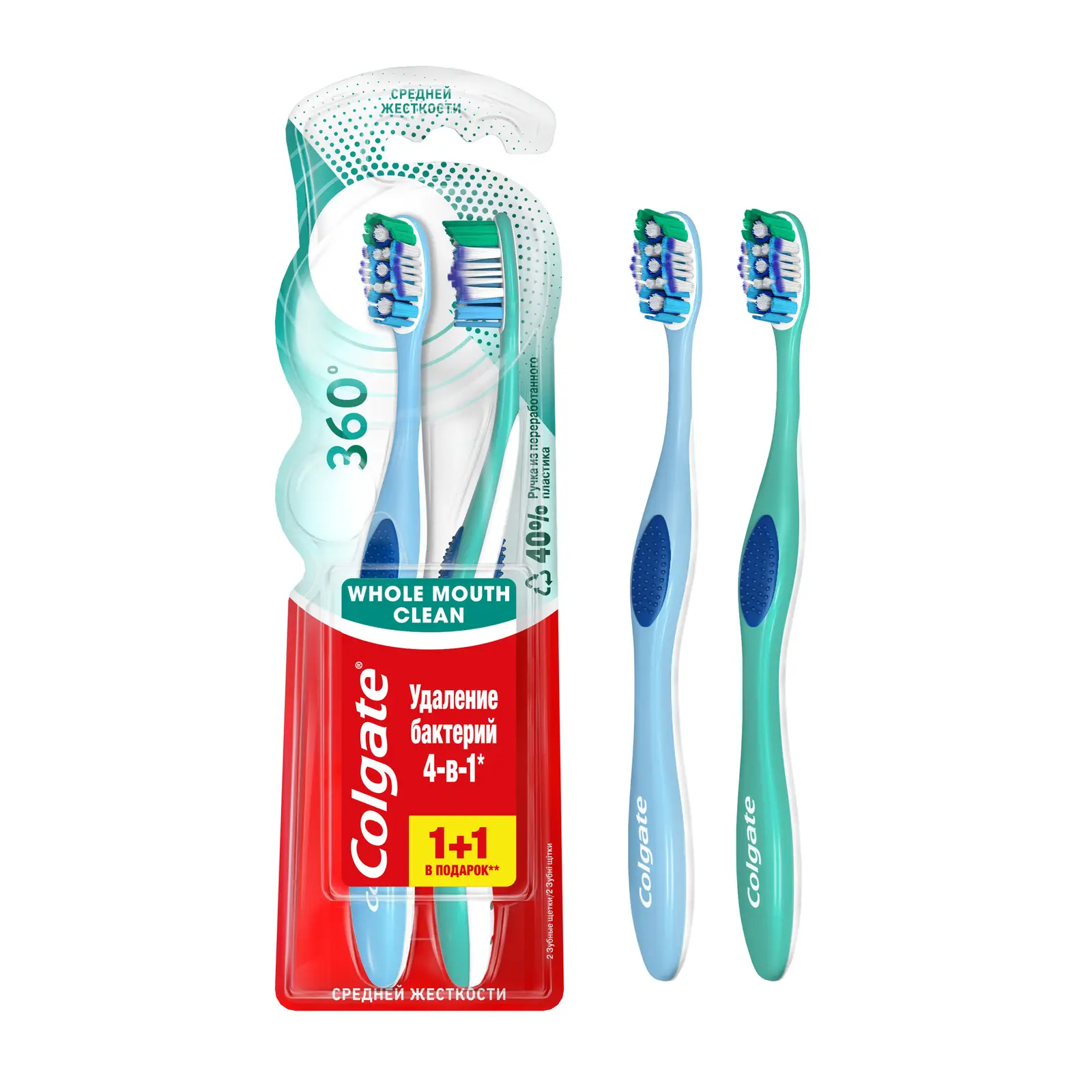 Зубная щетка Colgate 360 суперчистота средней жесткости 1+1