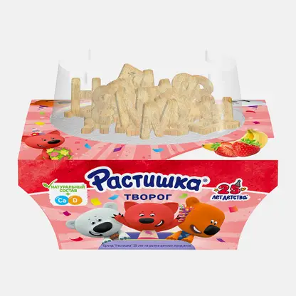 Творог детский Клубника-Банан с печеньем Растишка 3.5% 108г