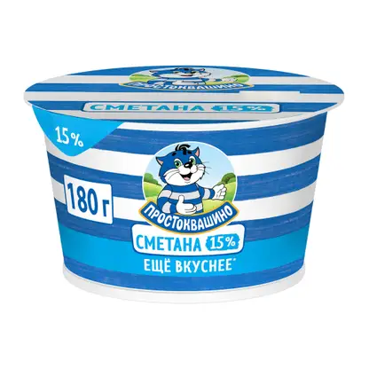 Изображение товара Сметана Простоквашино 15% 180г