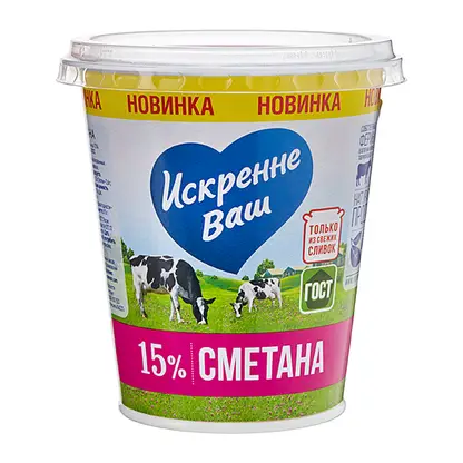 Изображение товара Сметана Искренне Ваш 15% 300г