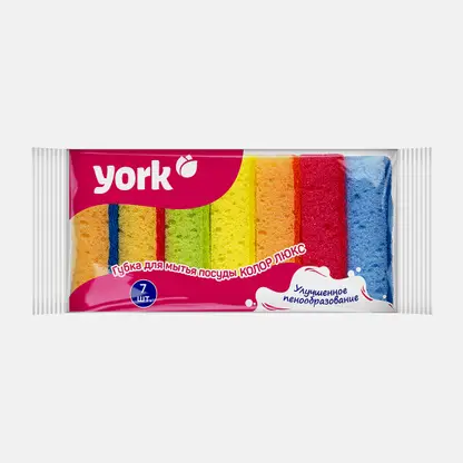 Губки для посуды York Колор Люкс 6+1шт