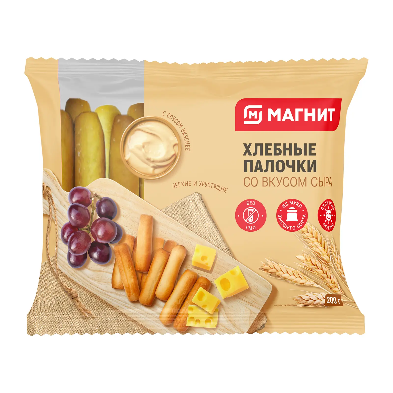 Изображение товара Хлебные палочки вкус сыра Магнит 200г хрустящие и ароматные закуски