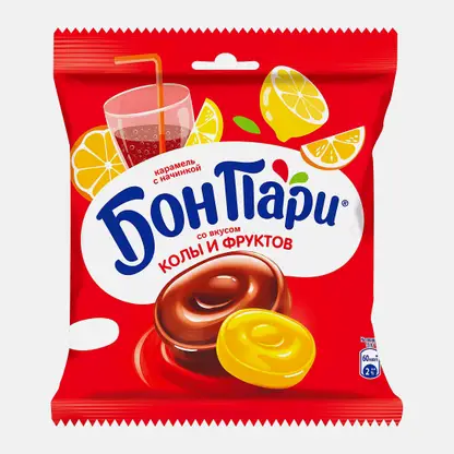 Карамель со вкусом колы и фруктов с начинкой Бон Пари 200г