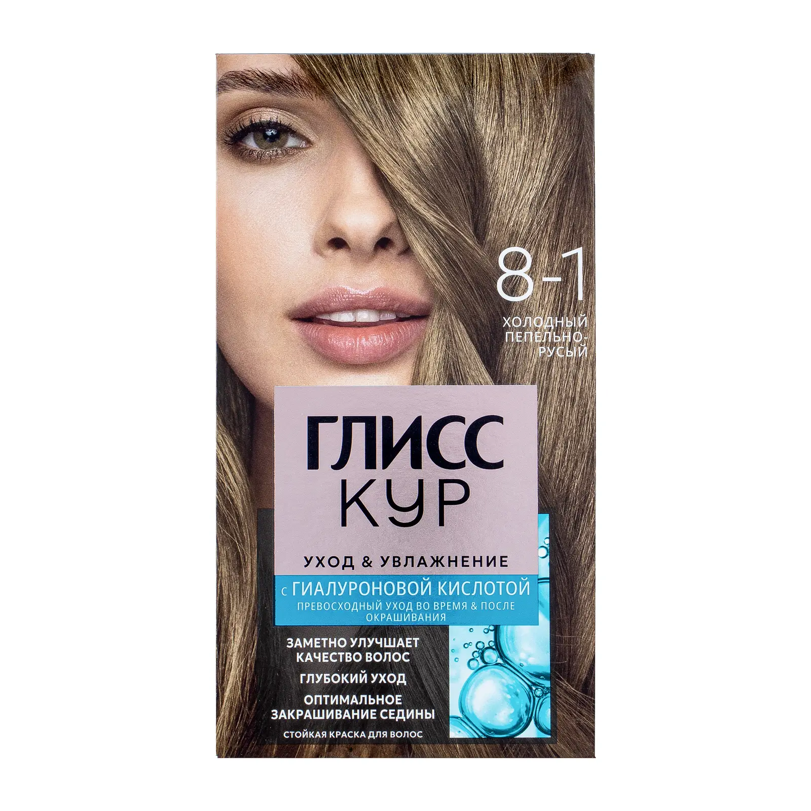 Стойкая краска для волос Глисс Кур Уход & Увлажнение профессиональная 8-1 Холодный пепельно-русый