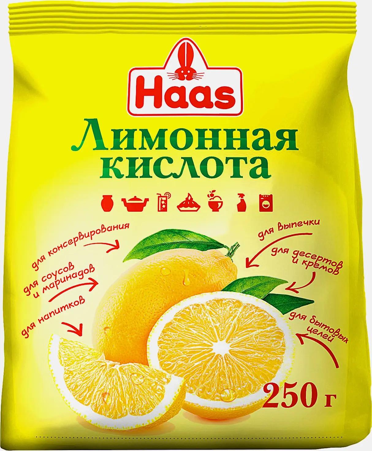 Изображение товара Кислота лимонная Haas 250г для кулинарии и быта