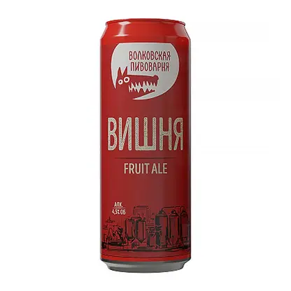 Пивной напиток Вишня Fruit Ale нефильтрованный Волковская пивоварня 4.5% 450мл