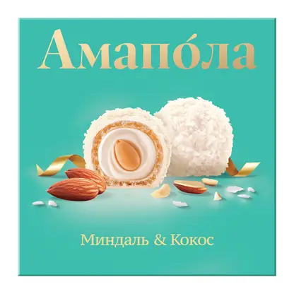 Изображение товара Конфеты Amapola вафельные глазированные миндаль и кокос 100г