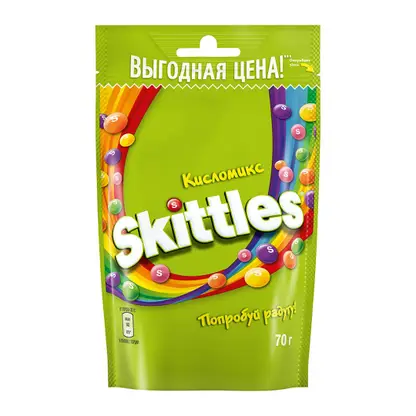 Изображение товара Драже Кисломикс в разноцветной сахарной глазури Skittles 70г