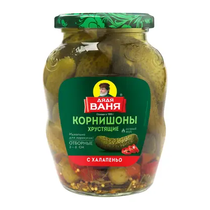 Изображение товара Острые корнишоны с халапеньо Дядя Ваня 350г