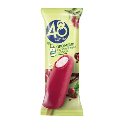 Изображение товара Мороженое 48 Копеек эскимо пломбир с клюквенным морсом 61г