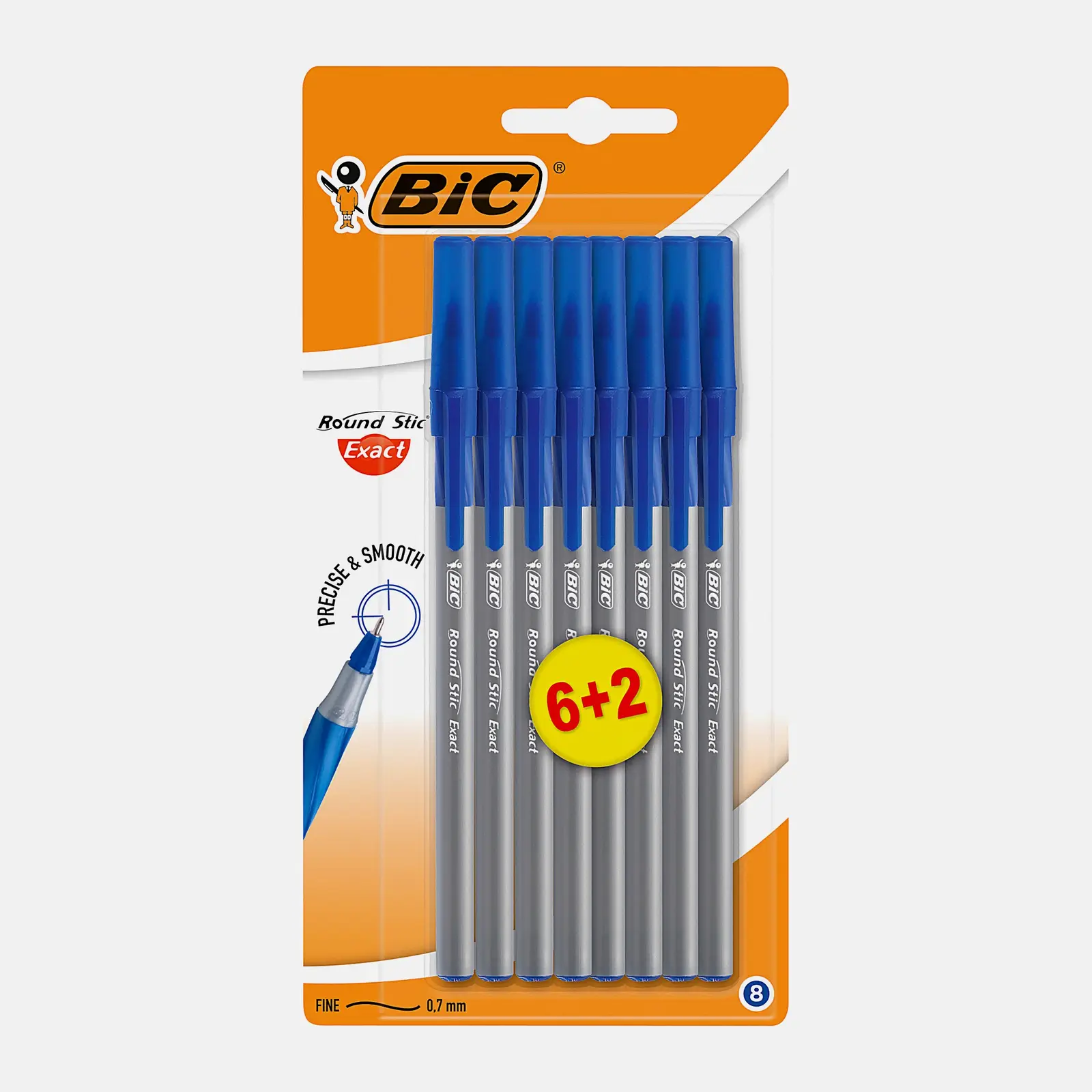 Набор шариковых ручек Bic Round Stic Exact синие 8шт
