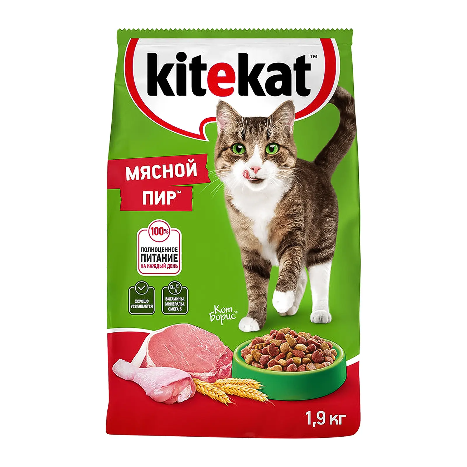 Сухой корм для кошек Kitekat Мясной пир 1.9кг