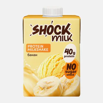 Коктейль молочный высокобелковый обезжиренный со вкусом Банан Shock Milk 480мл