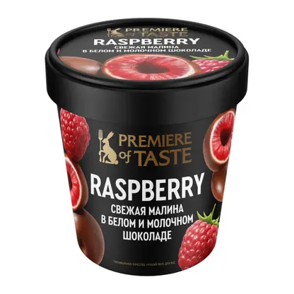 Изображение товара Малина замороженная в белом и молочном шоколаде Premiere of taste 120г