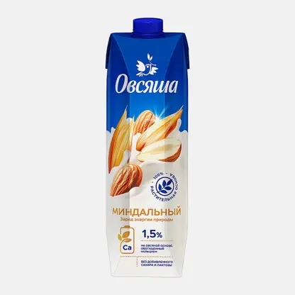 Напиток Овсяша миндальный на овсяной основе с кальцием 1.5% 1л