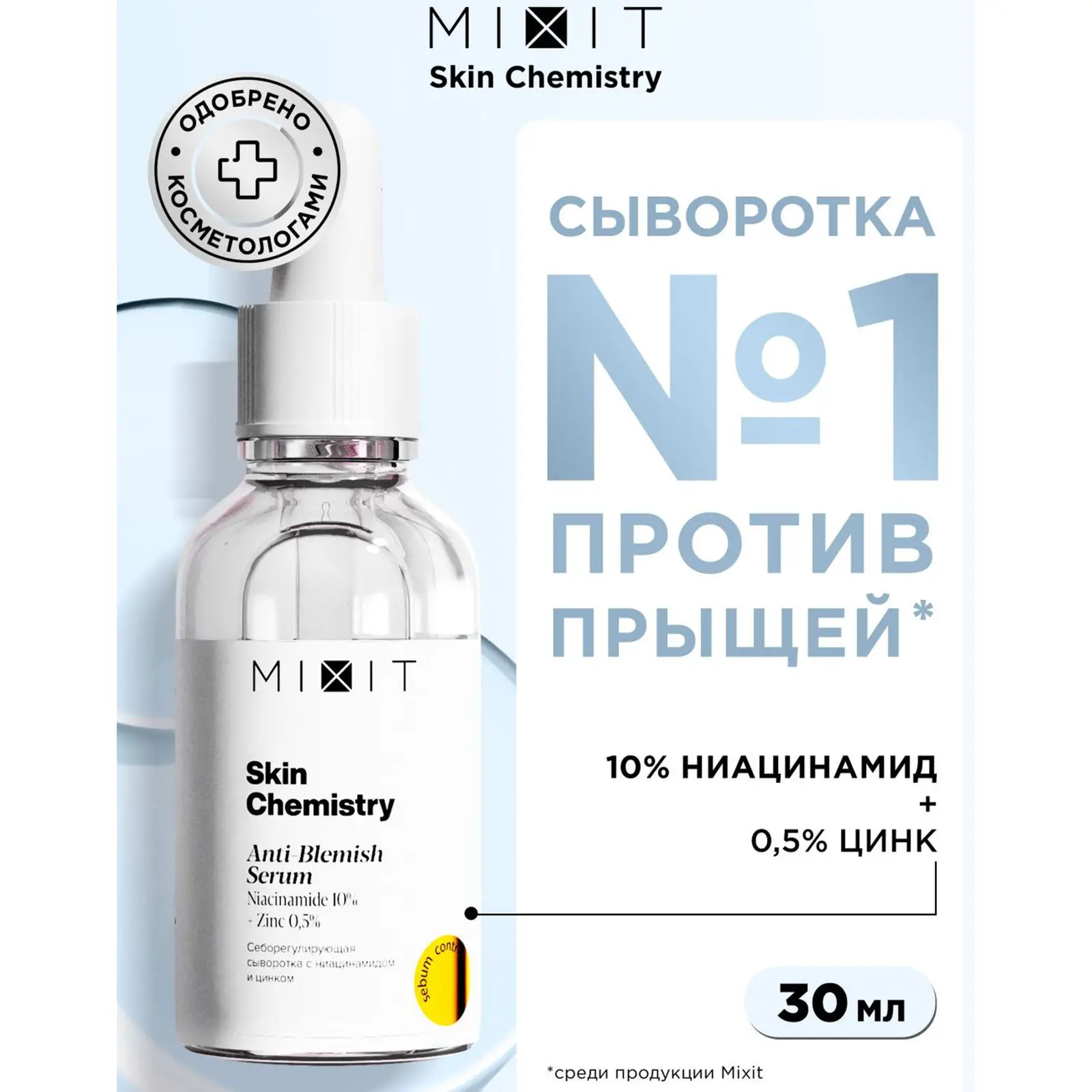 Сыворотка для лица Mixit Skin Chemistry ниацинамид цинк 30мл