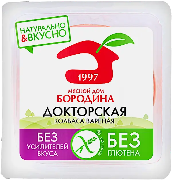 Изображение товара Колбаса Мясной дом Бородина Докторская вареная нарезка 190г