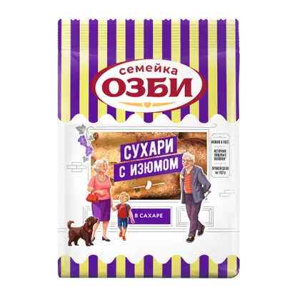 Изображение товара Сухари Семейка Озби с изюмом классические 300г - выпечка с натуральными ингредиентами