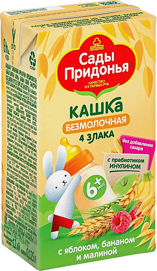 Каша Сады Придонья 4 злака яблоко-банан-малина с 6 месяцев 125г - фото 3