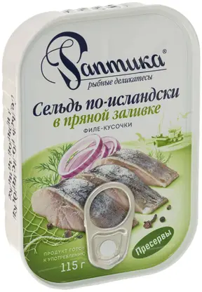 Изображение товара Сельдь Раптика По-исландски в пряной заливке 115г