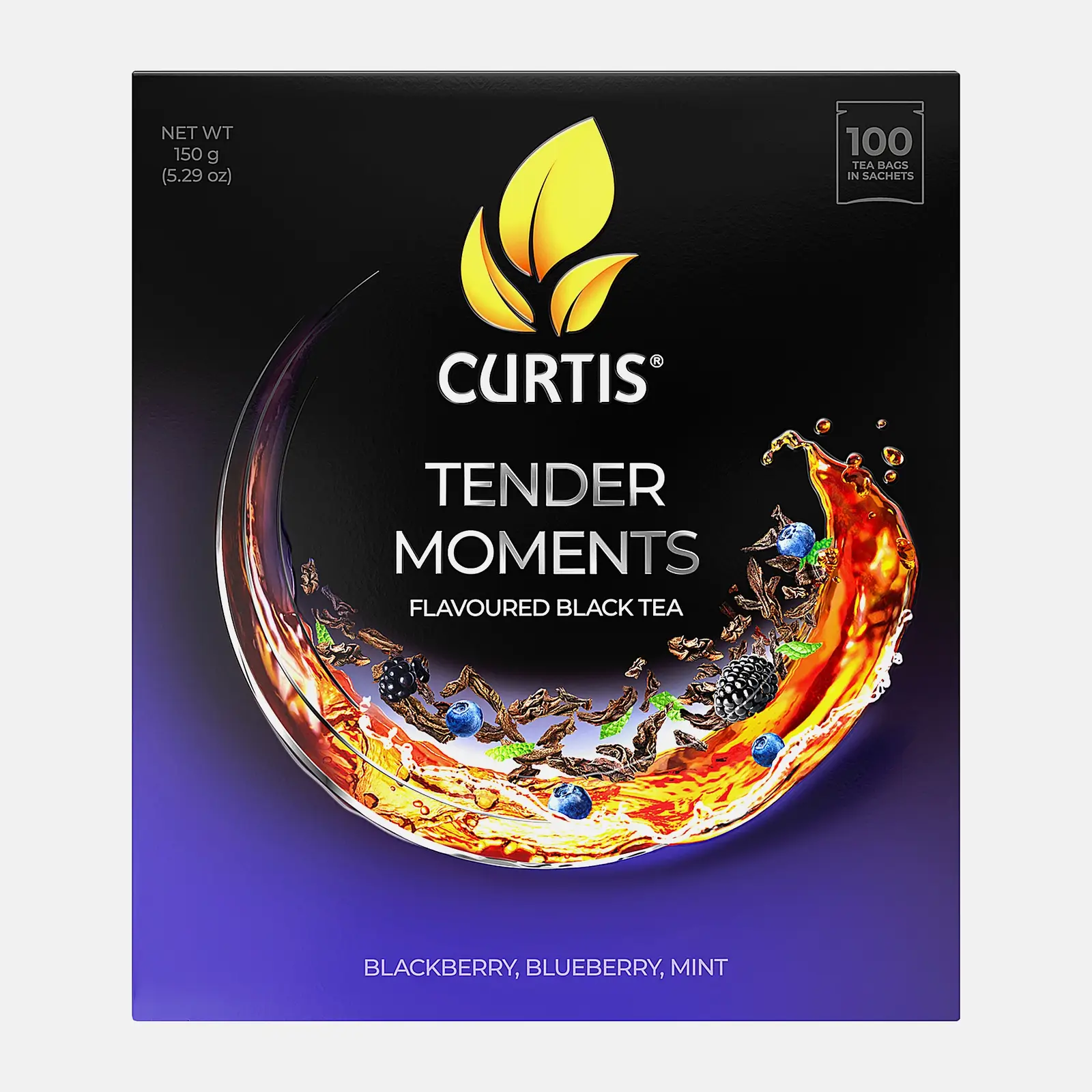 Чай чёрный Curtis Tender Moments черника-ежевика 100 саше 170г