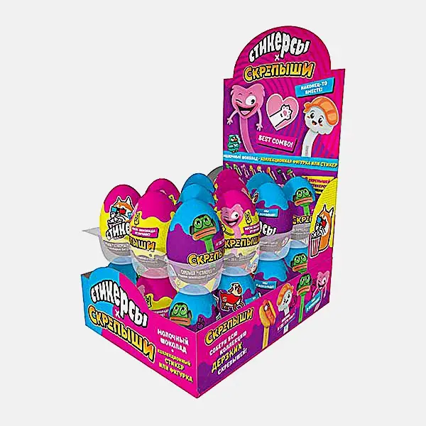 Яйцо Скрепыши/Стикерсы из молочного шоколада с сюрпризом 20г