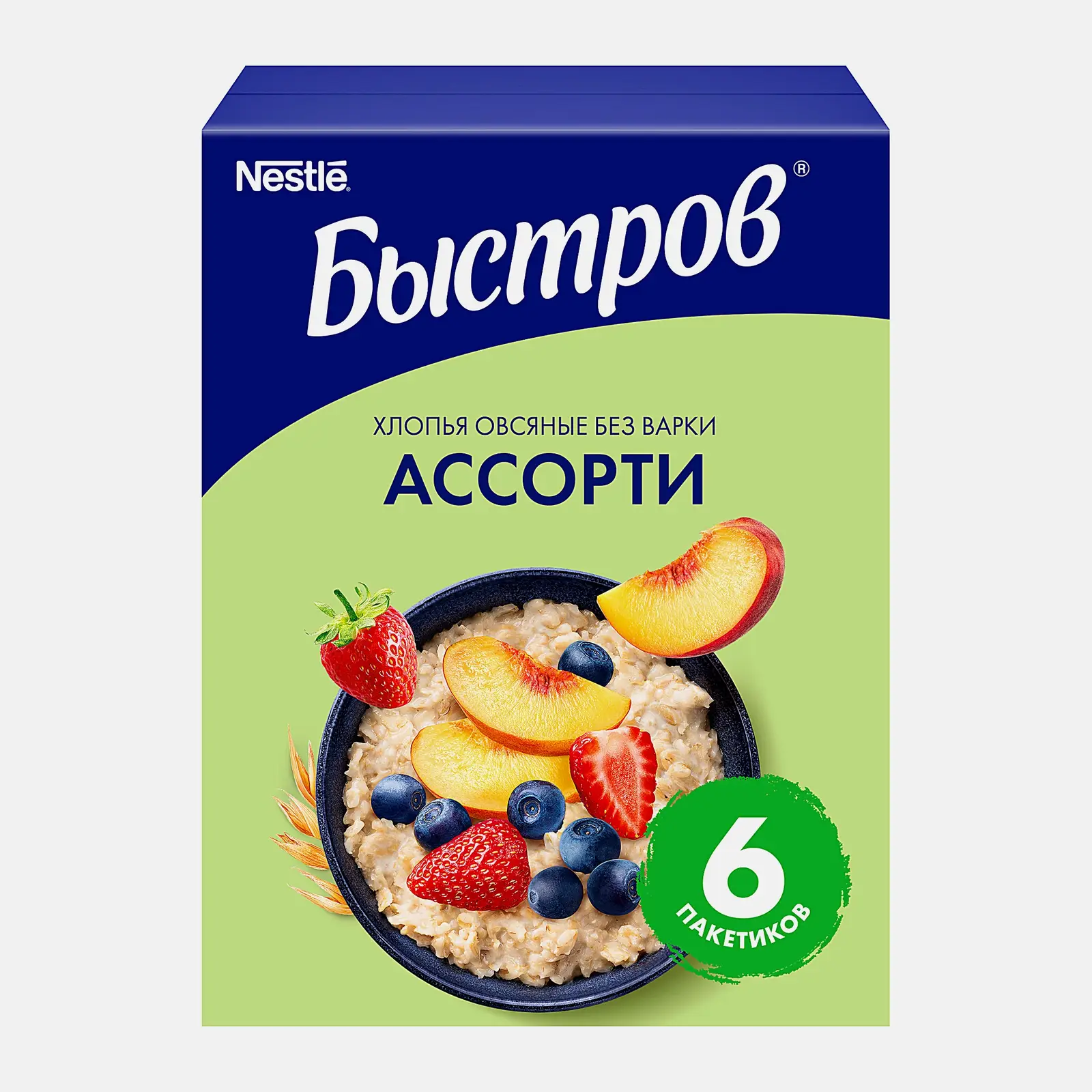 Каша Быстров Овсяная без варки Ассорти 6пак*40г Каша Быстров Овсяная без варки Ассорти 6пак*40г