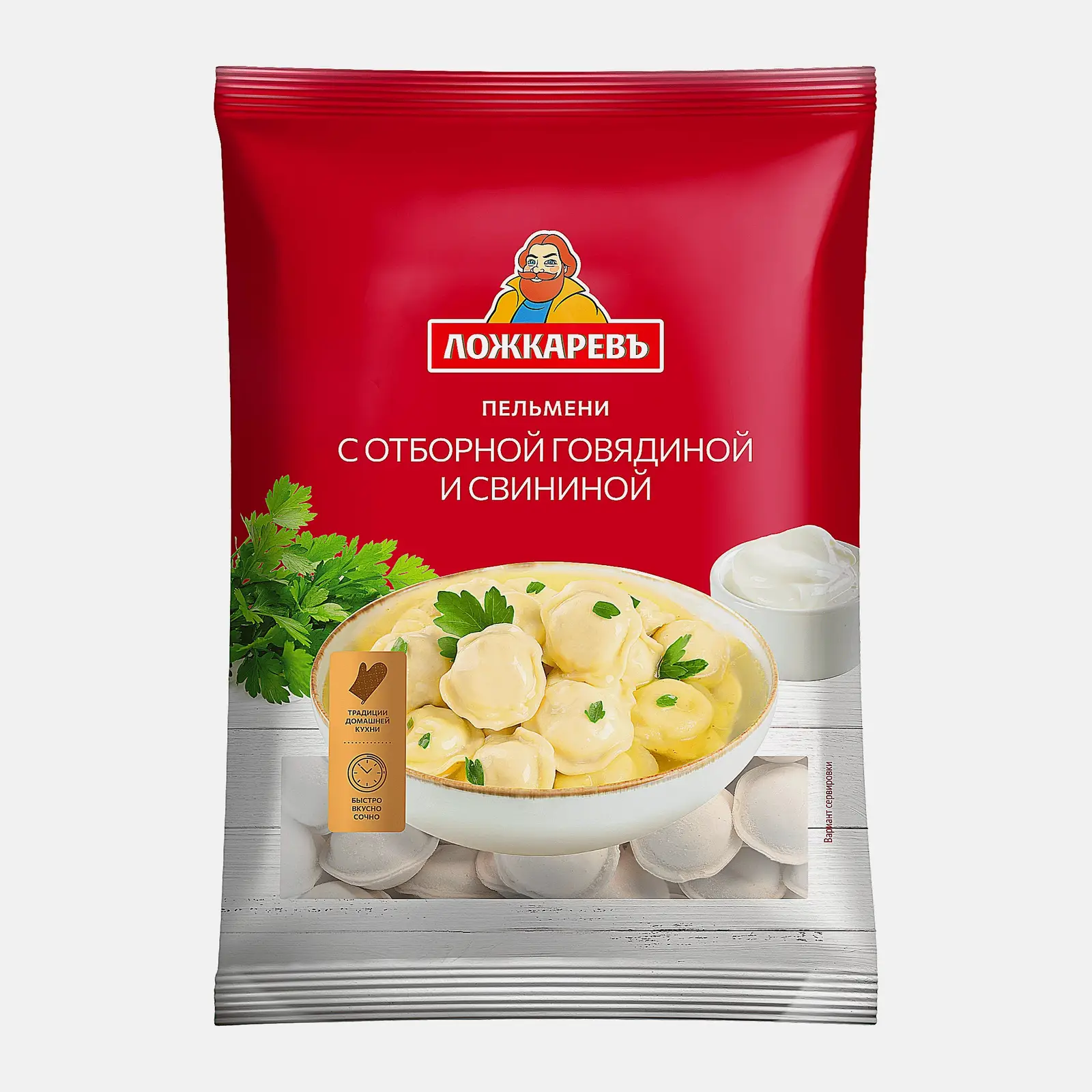 Изображение товара Пельмени с говядиной и свининой Ложкаревъ 700г — качественное быстрое блюдо