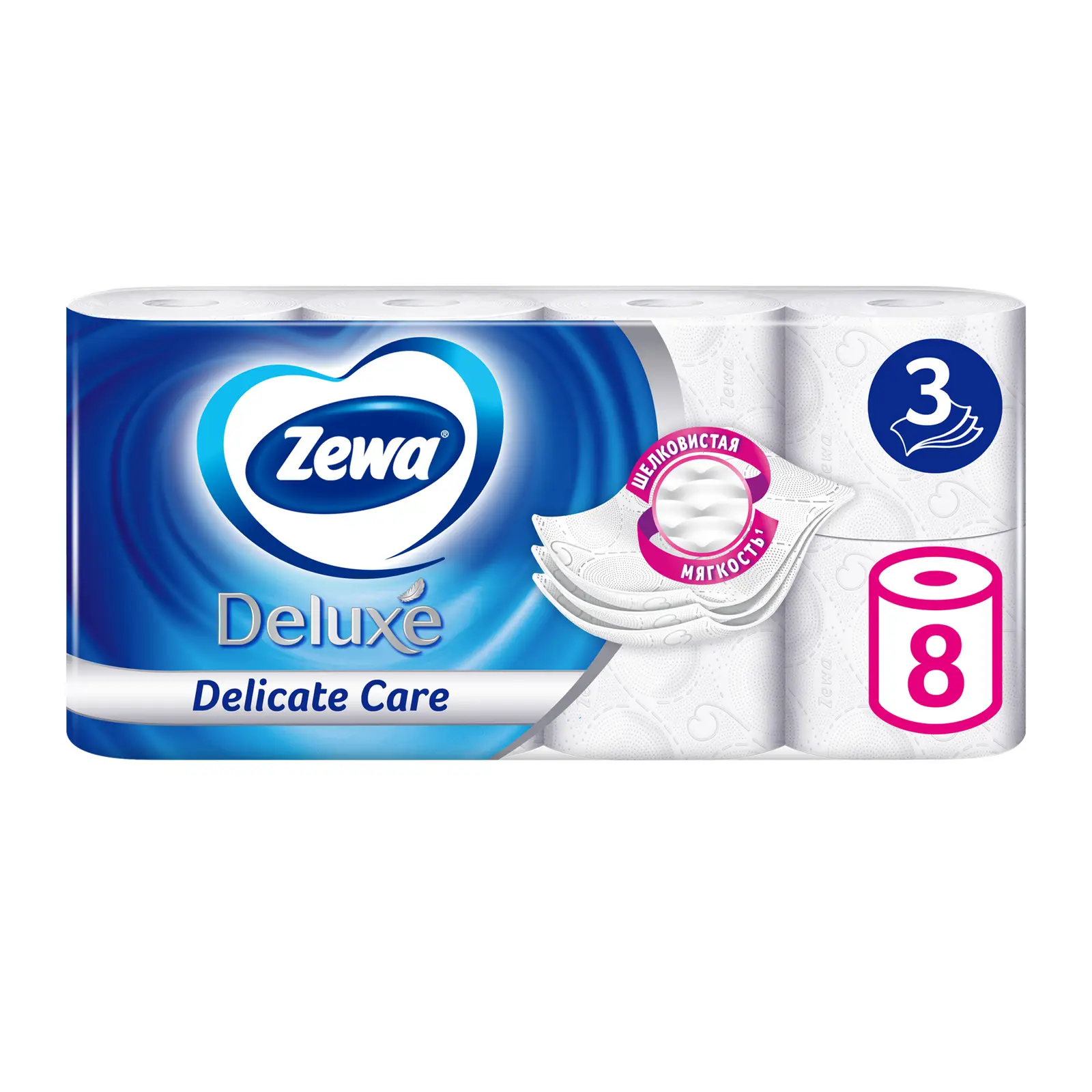 Туалетная бумага Zewa Deluxe без аромата 3 слоя 8 рулонов