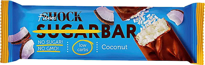 Изображение товара Протеиновый батончик с кокосом Fitnesshock 50г низкокалорийный с глазурью
