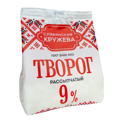 Изображение товара Творог Славянские кружева рассыпчатый 9% 300г