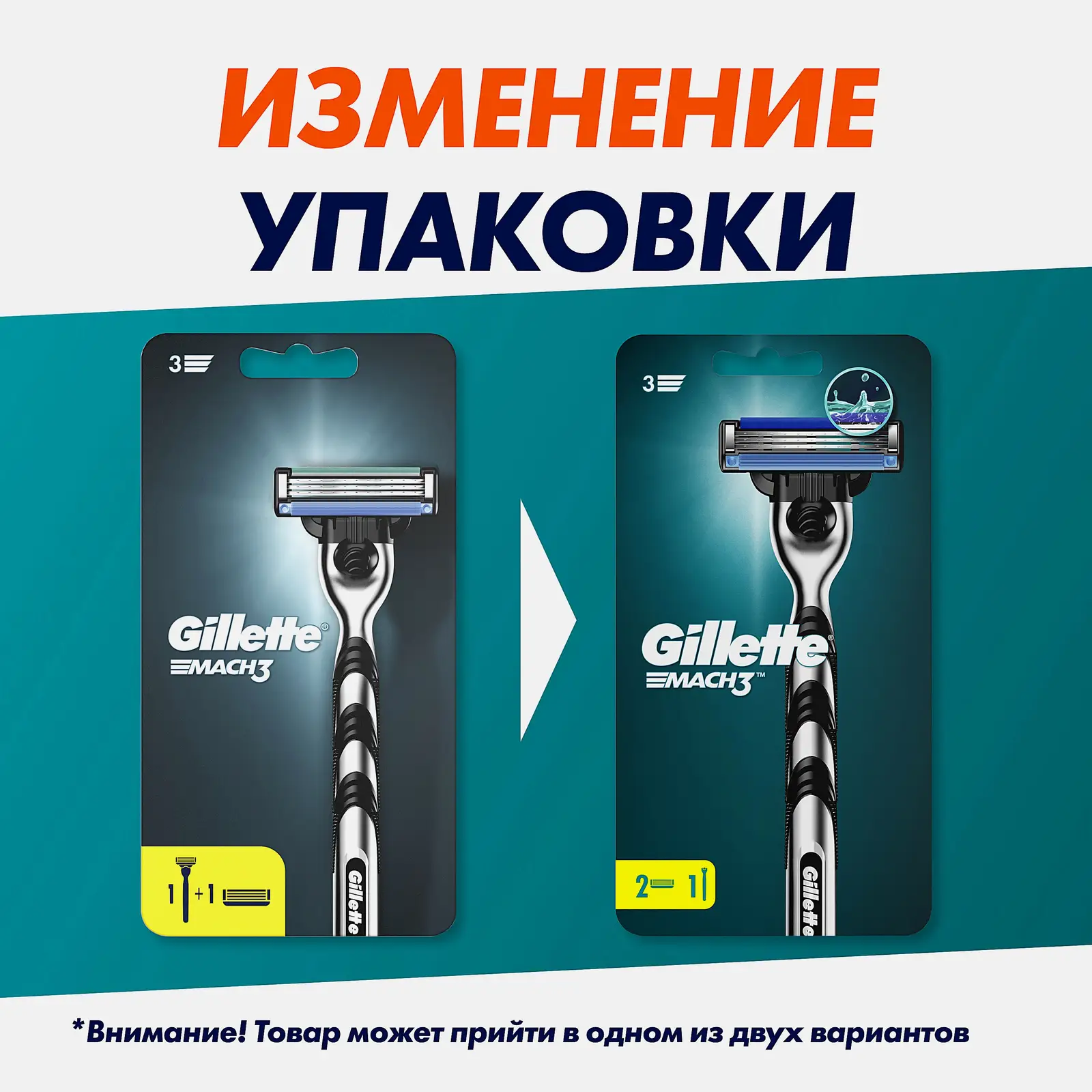 Бритва Gillette Mach3 с 2 сменными кассетами