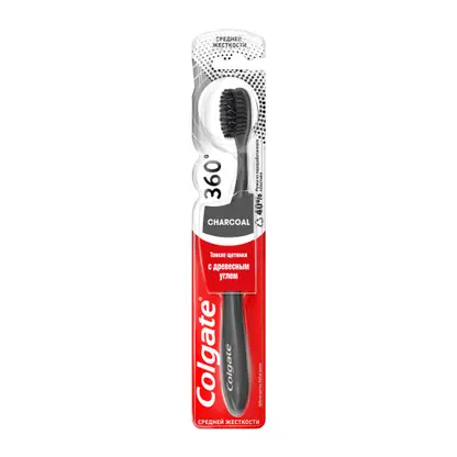 Изображение товара Зубная щетка Colgate 360 древесный уголь средней жесткости