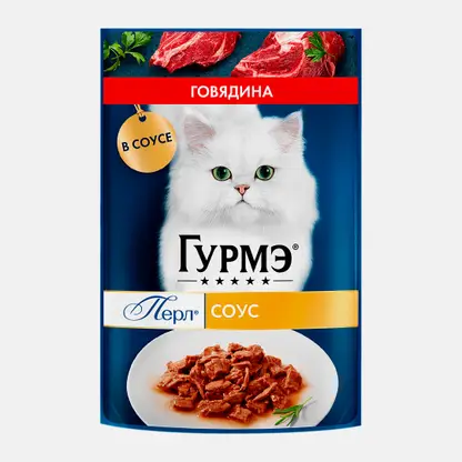 Влажный корм для кошек Перл соус говядина Гурмэ 75г