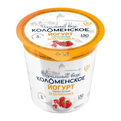 Изображение товара Йогурт Коломенский Земляника 3% 130г