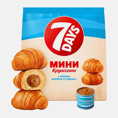 Мини-круассаны с кремом вареная сгущенка 7Days 265г