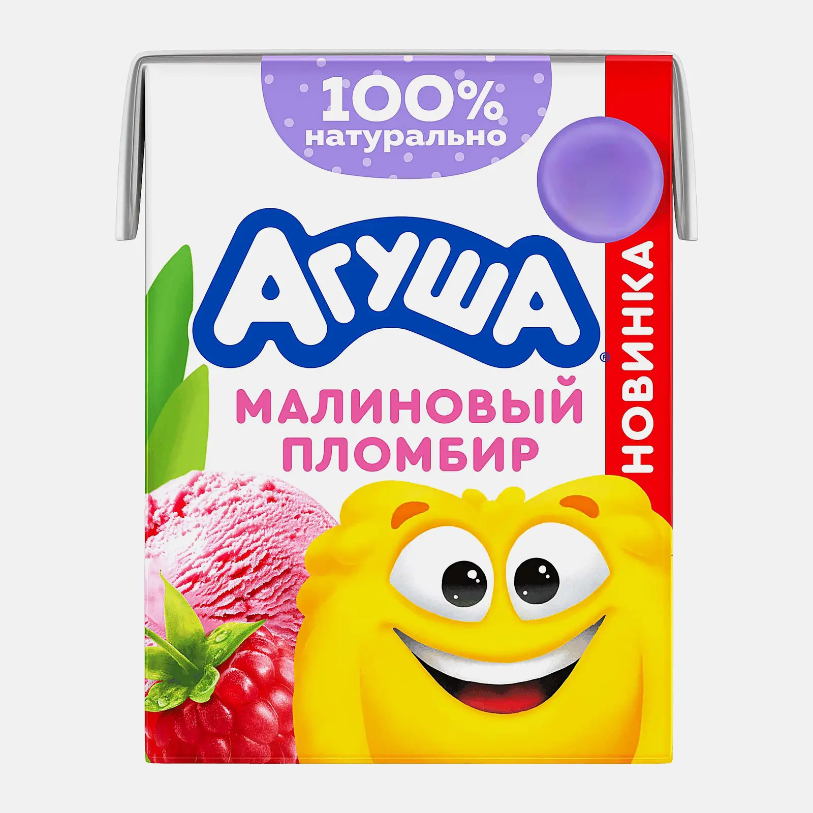 Изображение товара Детский молочный коктейль со вкусом Малиновый пломбир с 12 месяцев Агуша 2% 190мл