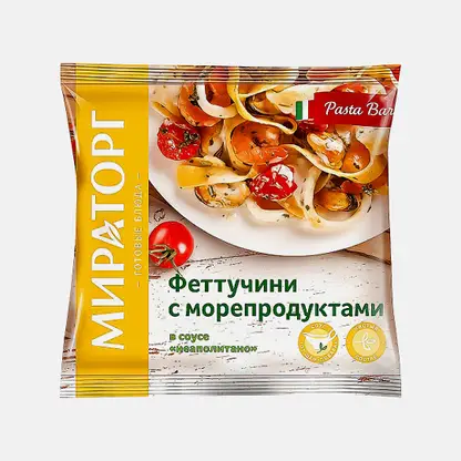 Феттучини Мираторг с морепродуктами быстрозамороженное 400г