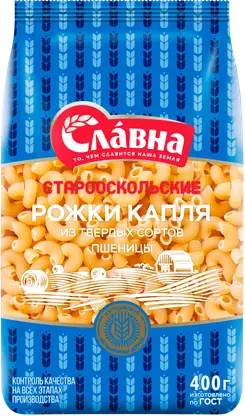 Изображение товара Макароны Рожки капля Славна 400г