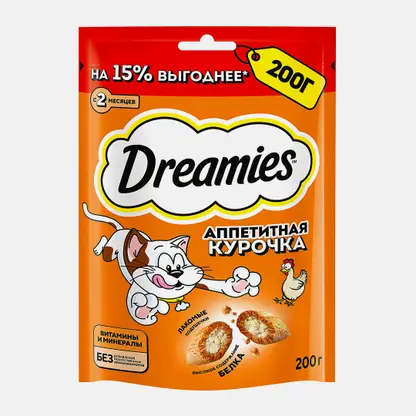 Лакомство для взрослых кошек с курицей Dreamies 200г