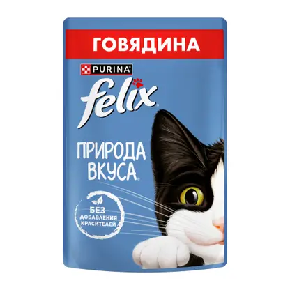 Изображение товара Влажный корм для кошек Felix Природа вкуса с говядиной в соусе 75г