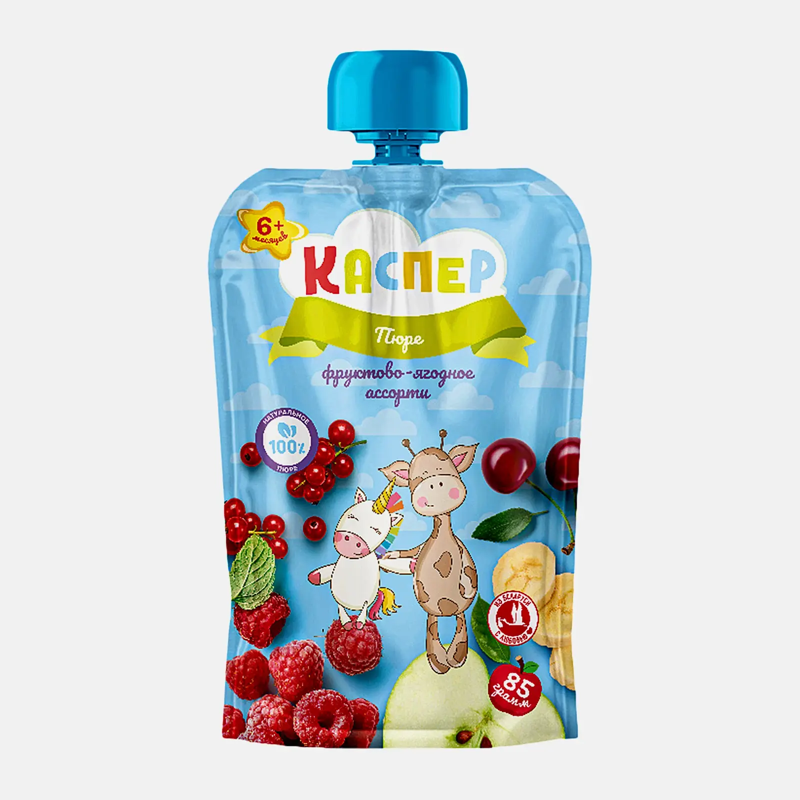 Изображение товара Пюре детское Каспер Фруктово-ягодное ассорти с 6 месяцев 85г