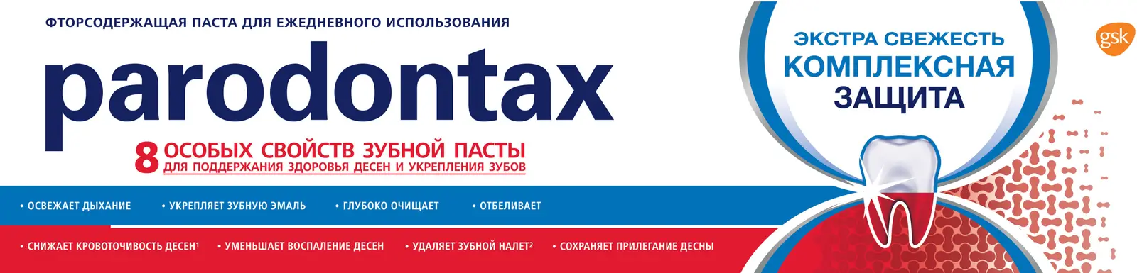 Зубная паста Parodontax Комплексная Защита от воспаления и кровоточивости десен с фтором 80г