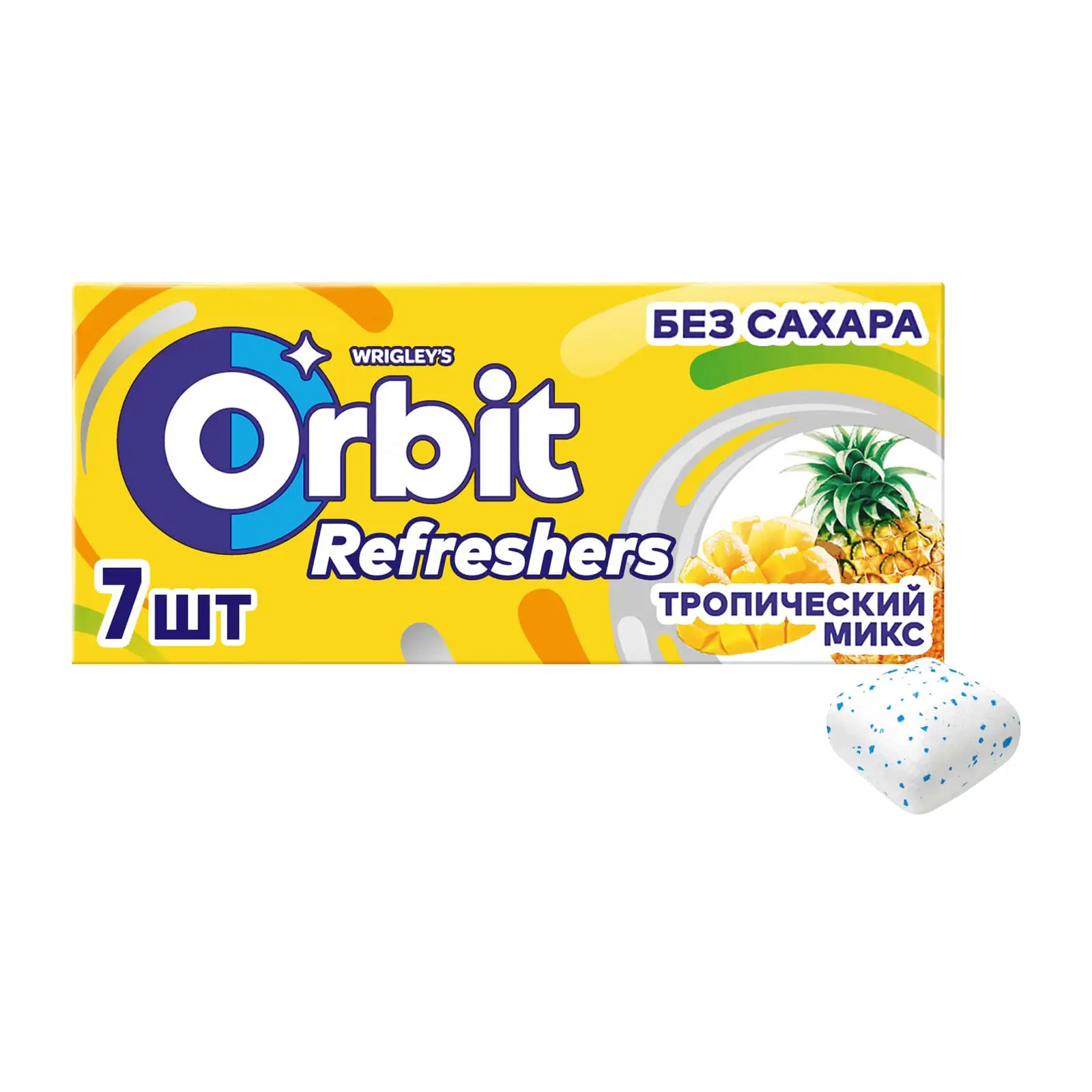 Изображение товара Жевательная резинка Orbit Refreshers Освежающие кубики Тропический вкус без сахара 16г