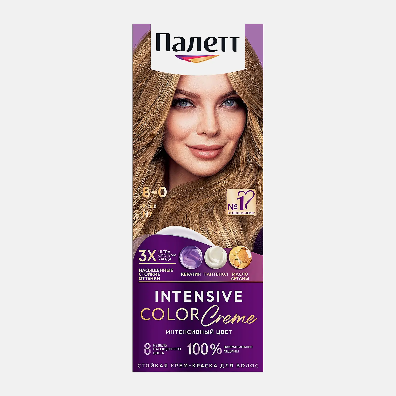 Стойкая крем-краска для волос Палетт Интенсивный цвет 8-0 (N7) Русый