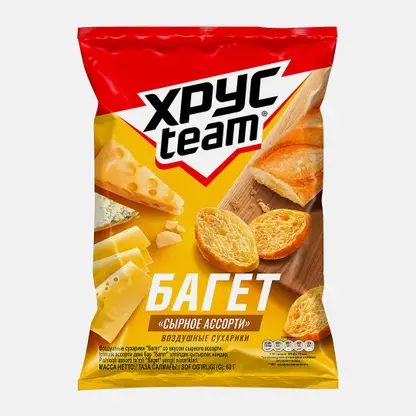 Сухарики Хрусteam Багет Сырное ассорти 60г