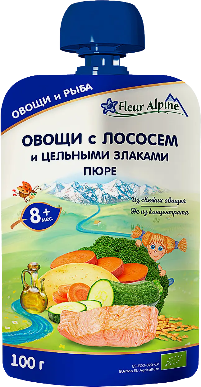 Изображение товара Пюре Fleur Alpine лосось с овощами и злаками 100г
